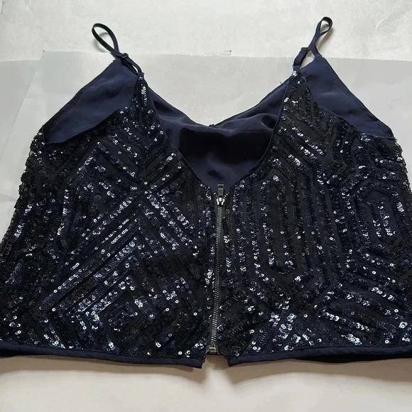 Forever 21 navy blue sequin tank adjustable straps size medium - Picture 3 of 4